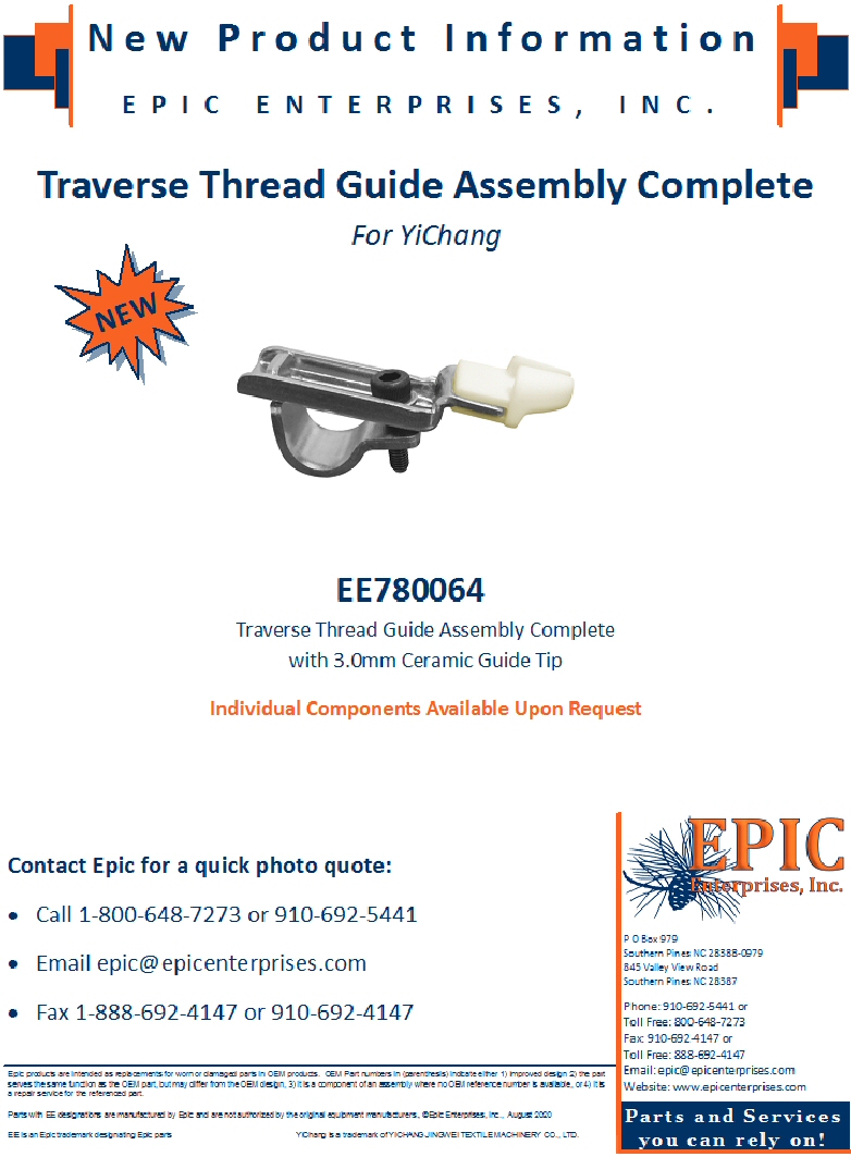 EE780064 Traverse Thread Guide Assembly Complete for YiChang